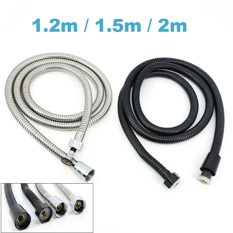 

Silver Black 1.2m 1.5m 2m Bath Shower water Hose Stainless Steel Flexible Shower Head Pipe Plumbing for Bathroom Accessories M20