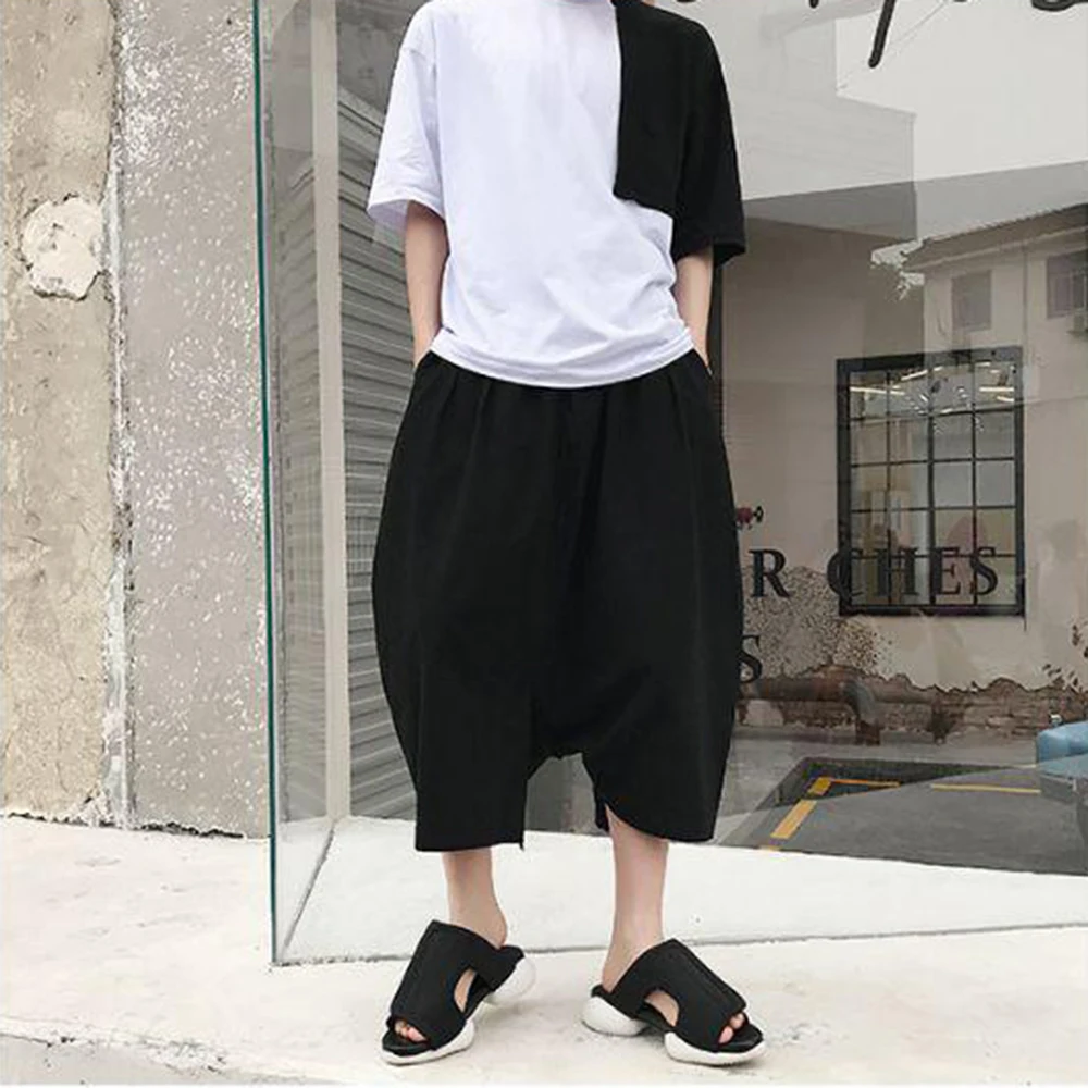 

Mens Dark Plain Loose Harem Capri Pants Summer Streetwear Fashion Youth Outdoor Versatile Wide Leg Pants Men'S Clothing 2026 New