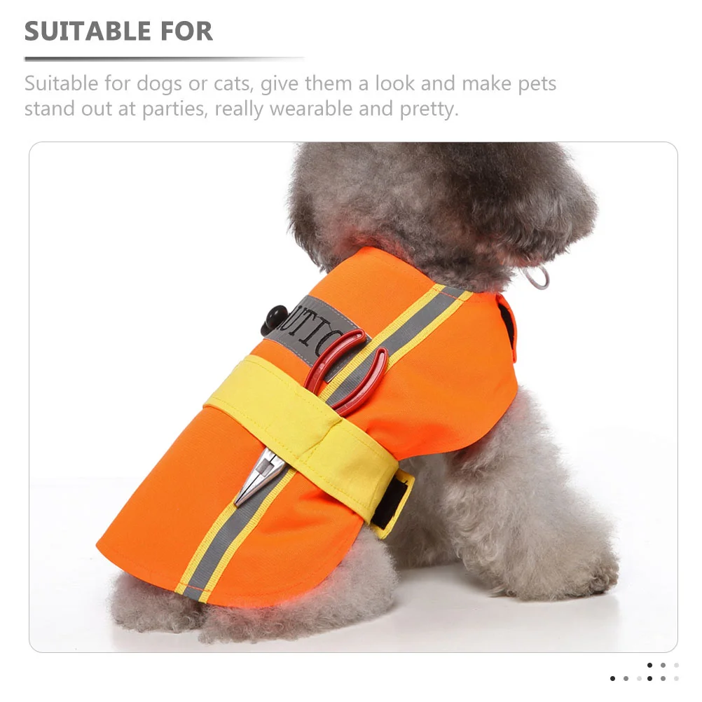 Dog Hunting Vest Clothes for Pets Supplies Engineer Appearance Costume Costumes Orange Polyester