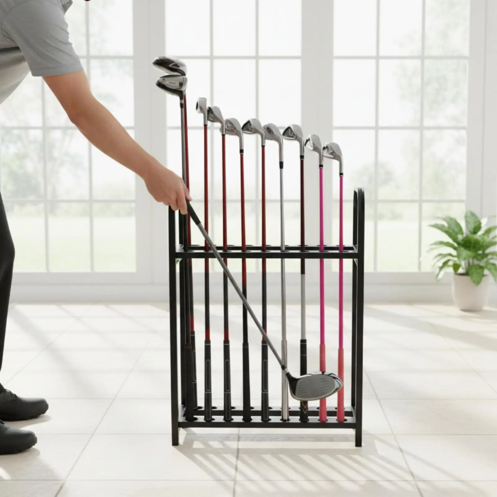 18 Slot Golf Rack Easy to Install Golf Club Rack Freestanding Sports Storage for Golfers, Garage, Clubhouse, Pro Shop