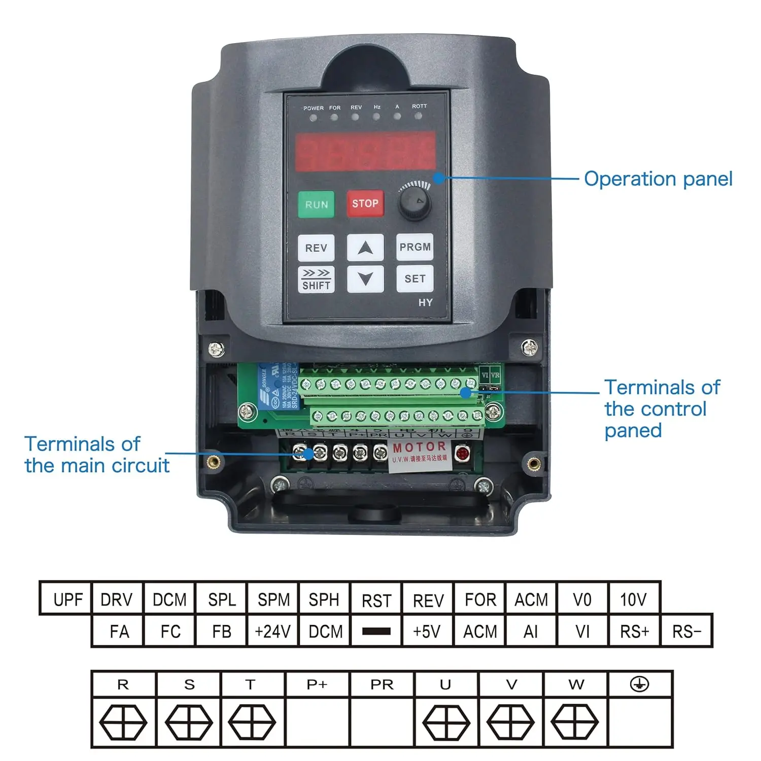 2.2KW HY HUANYANG 110V/ 220v /380v Inverter CNC Spindle motor speed control Variable Frequency Drive 0-400Hz 3P output HY02D223B