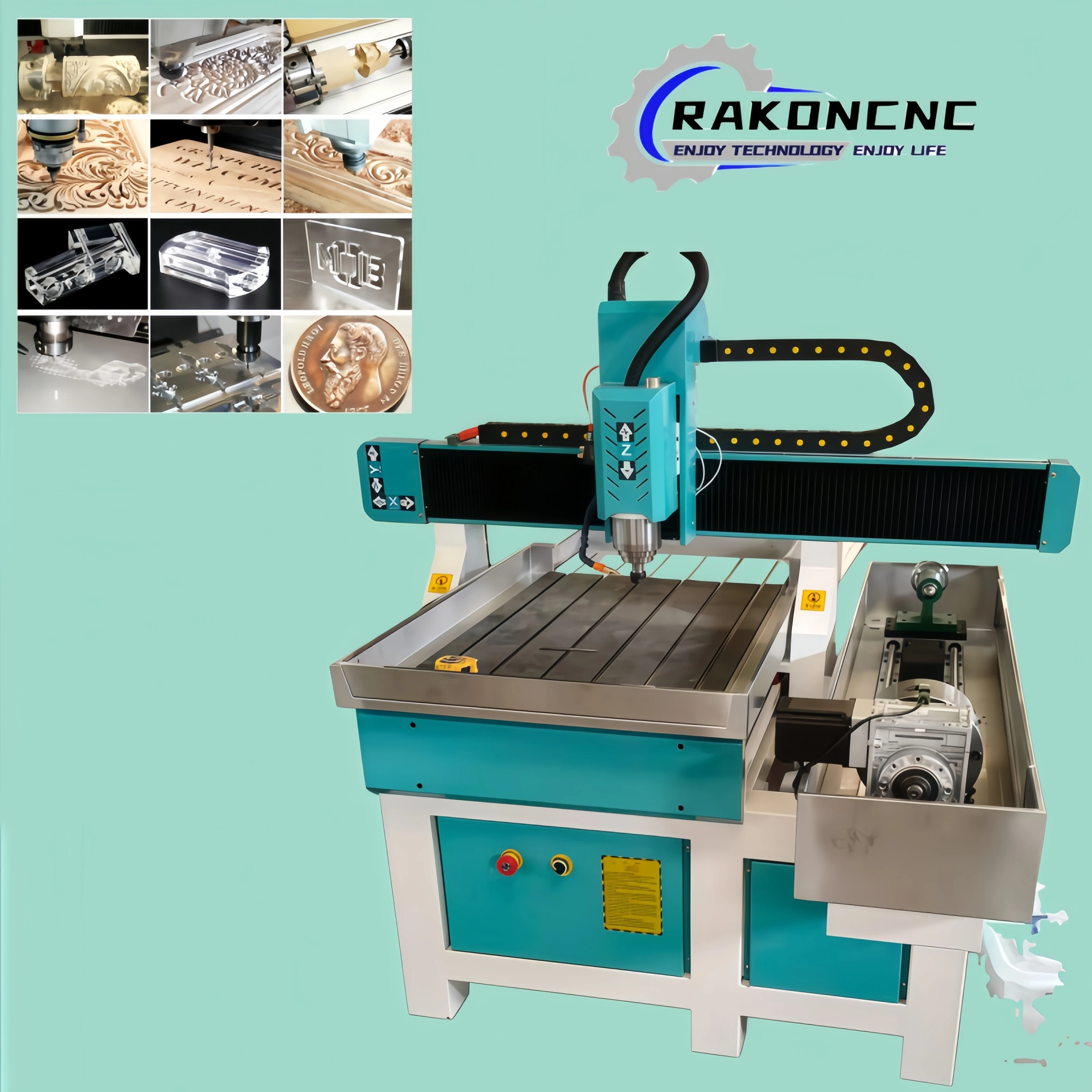 

High Quality 4 Axis Side Rotation Axis Desktop Cast Iron Wood 6090 1212 1325 Small Cnc Router Metal Mould Cutting Engraving