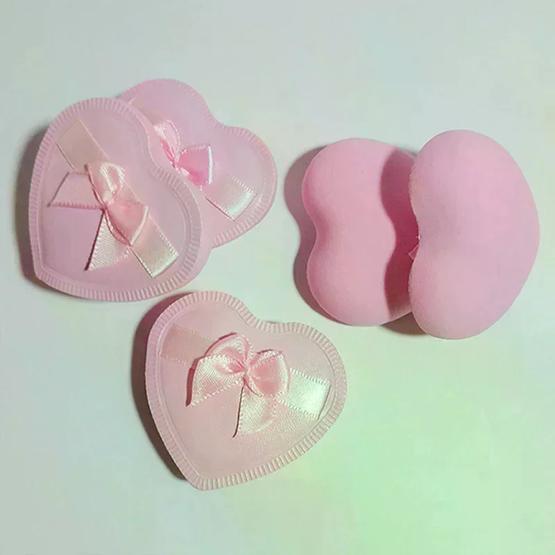 /Kuz/Heart Bow Makeup Powder Puffs That Can Be Used In Both Dry And Wet Combinations Cotton Candy Air Cushion Powder Puff 2/5pc
