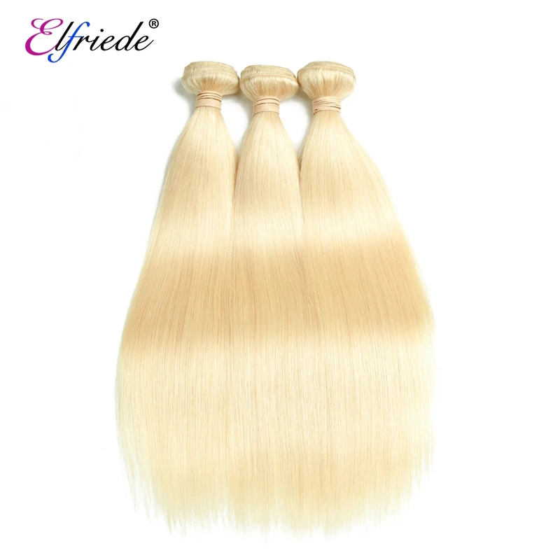 

Elfriede #613 Blonde Straight Human Hair Bundles 100% Human Hair Extensions Brazilian Remy Weaving 3/4 Bundles Human Hair Wefts