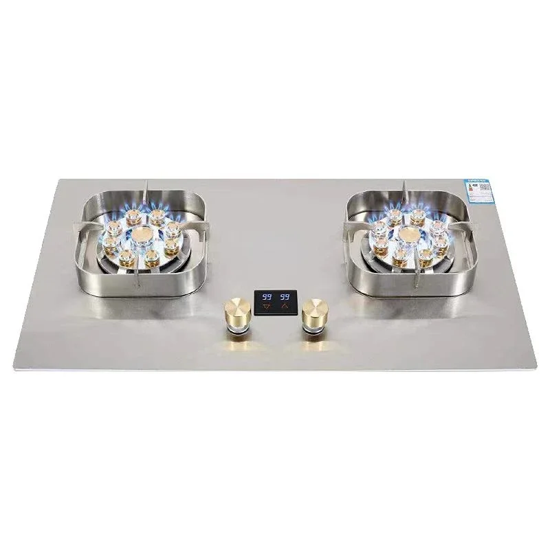 Gas Stove Double Burner Household Gas Stove Natural Gas Desktop Embedded Fire Powerful Stove Stainless Steel