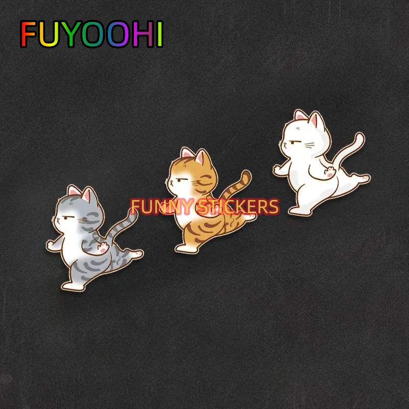 

FUYOOHI Cute Cartoon Walk Cat Car Stickers - Waterproof, and Scratch-Resistant Decals for Your Vehicle!