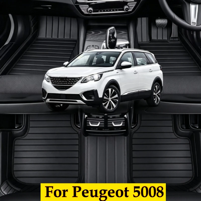 Custom Car floor mats For Peugeot 5008 2017-2022-2025-2026 LHD RHD Foot Accessories Carpets Leather Pads Interior Auto Fashion