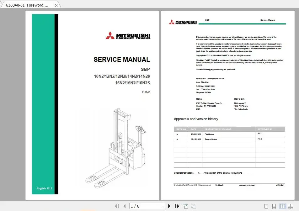 EPC-SOFTWARE [MCFE] For Mitsubishi Forklift MCFE 36,4GB PDF Full Models Service Manuals DVD Updated [07/2022]