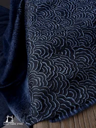 Xiangyun blue line jacquard fabric, summer thin Chinese style handmade DIY homemade fabric, designer fabric