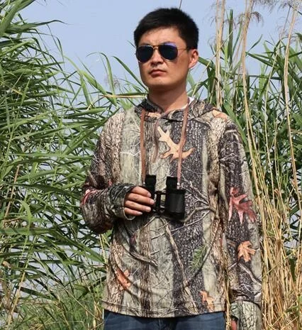 Fishing Anti Summer Mosquito Hooded Fast Dry Breathable Tops Men Outdoor Photography Birdwatch Bionic Camouflage Sunscreen Shirt