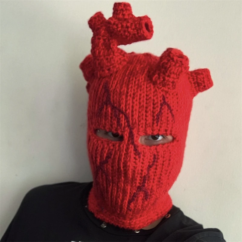 Eccentric personality Pullover mask For women men Balaclava hat Halloween cosplay costume Handmade crocheted Standout hat