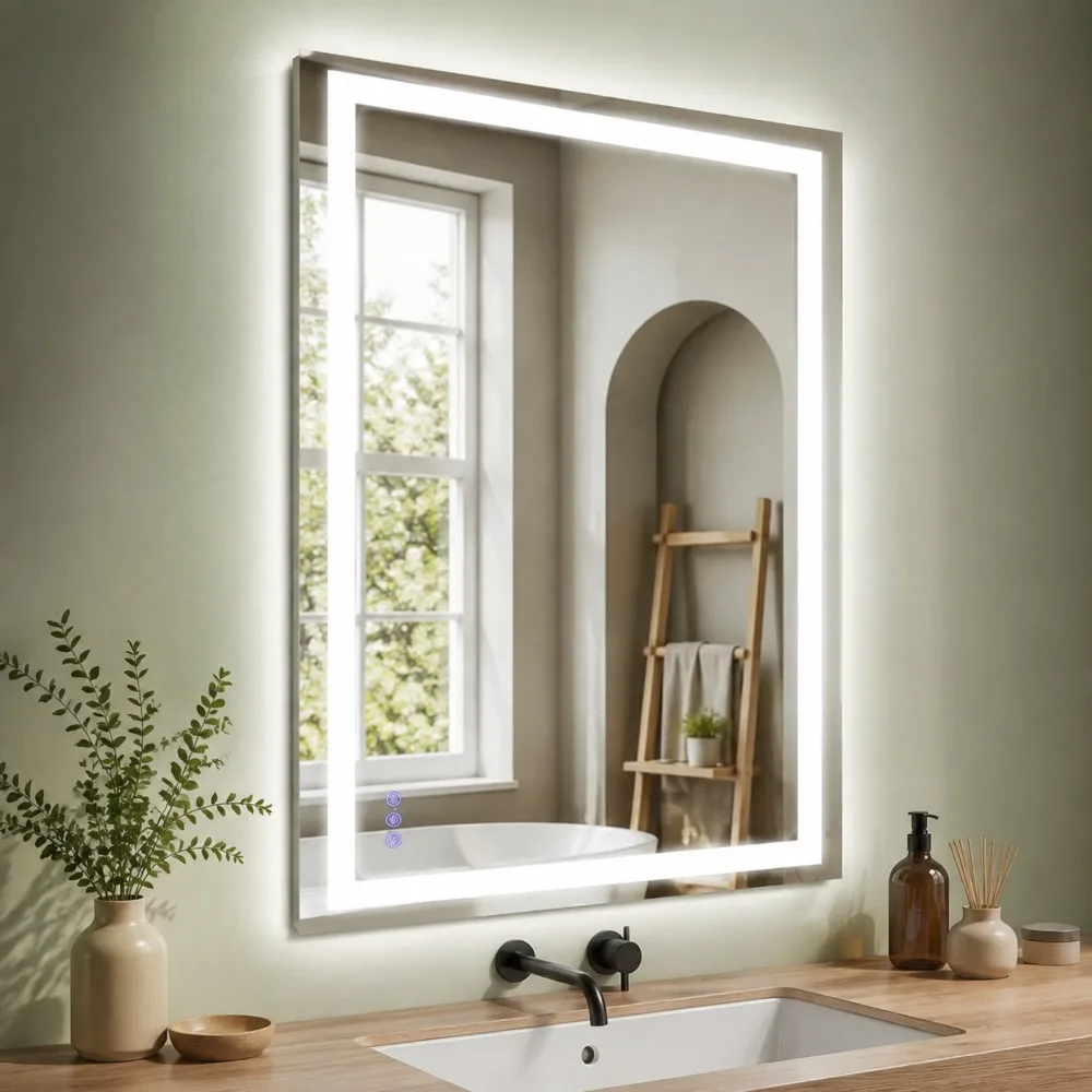 Bathroom Mirror with Lights 40 x 30 Inch - 3 Adjustable Color Modes