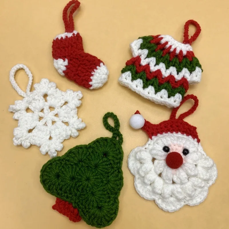 

Handmade Christmas Tree Accessories Gift Decorations DIY Christmas Gift Pendants Knitted Accessories Cartoon New Year Gifts