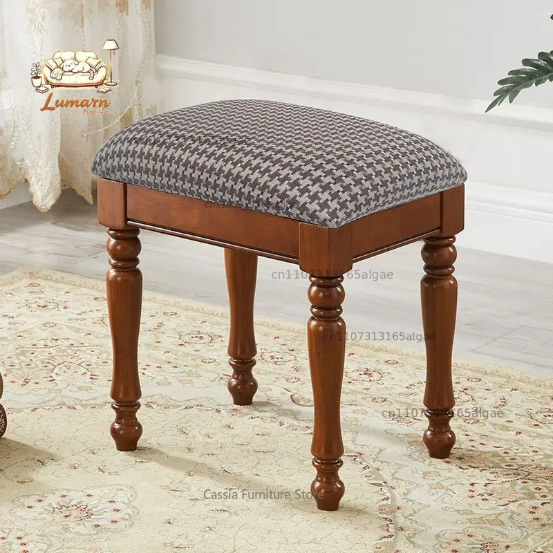 Soft Upholstered Vanity Stool for Dressing Table, Fabric Shoe Bench for Entryway, Leather Seat Stool for Guzheng Piano Home