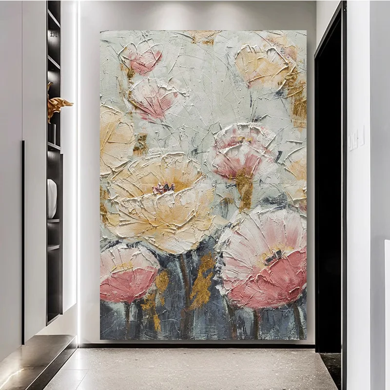 Pure Hand-Painted Three-dimensional Oil Canvas Painting [Fragrant Flower Language] Modern Abstract Decorative Living Room Frame