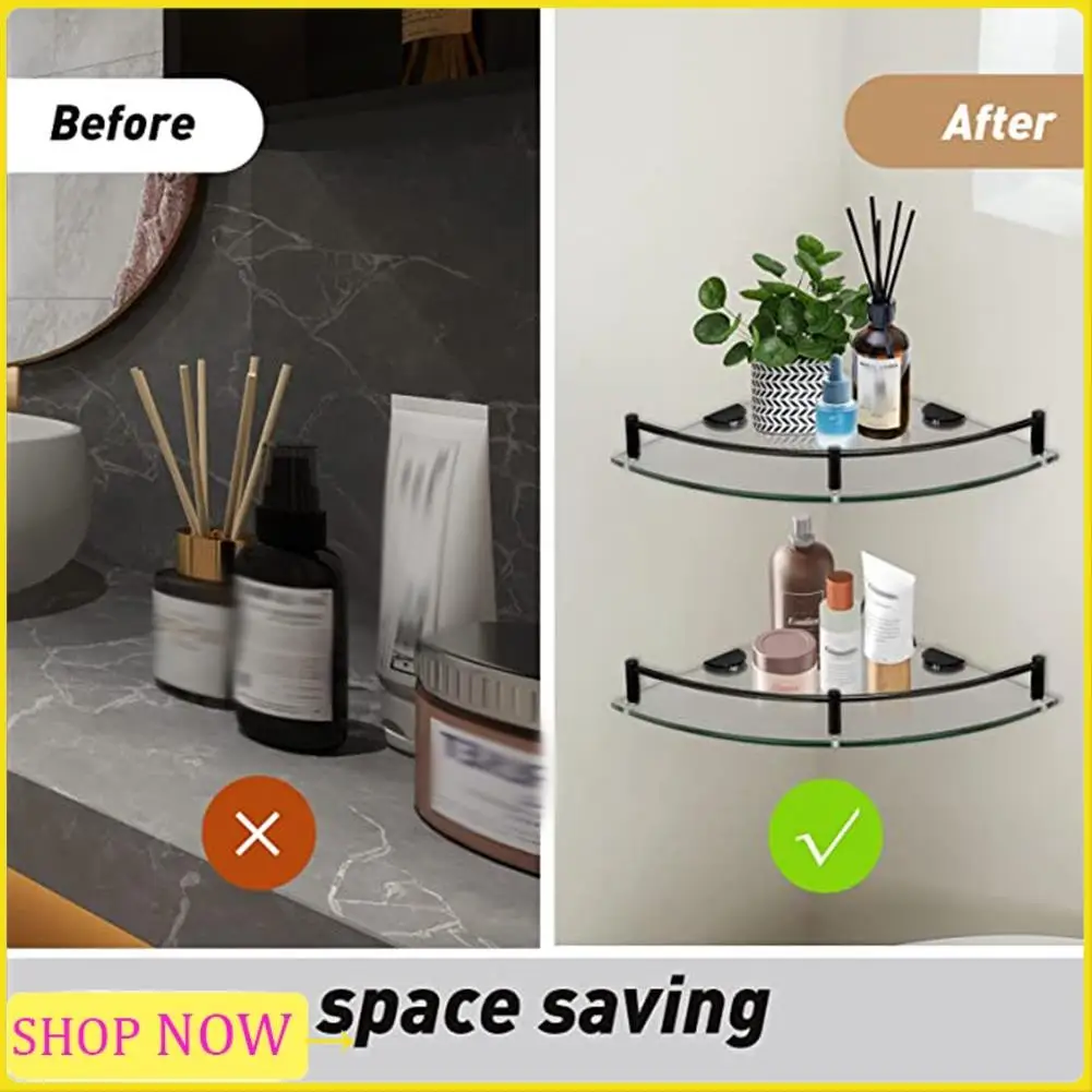 

Especial Bathroom Shelves, 2-Tier Bathroom Glass Corner Shelf Wall Mounted ,Tempered Glass Shelf For Storing Shower Gel/Soap