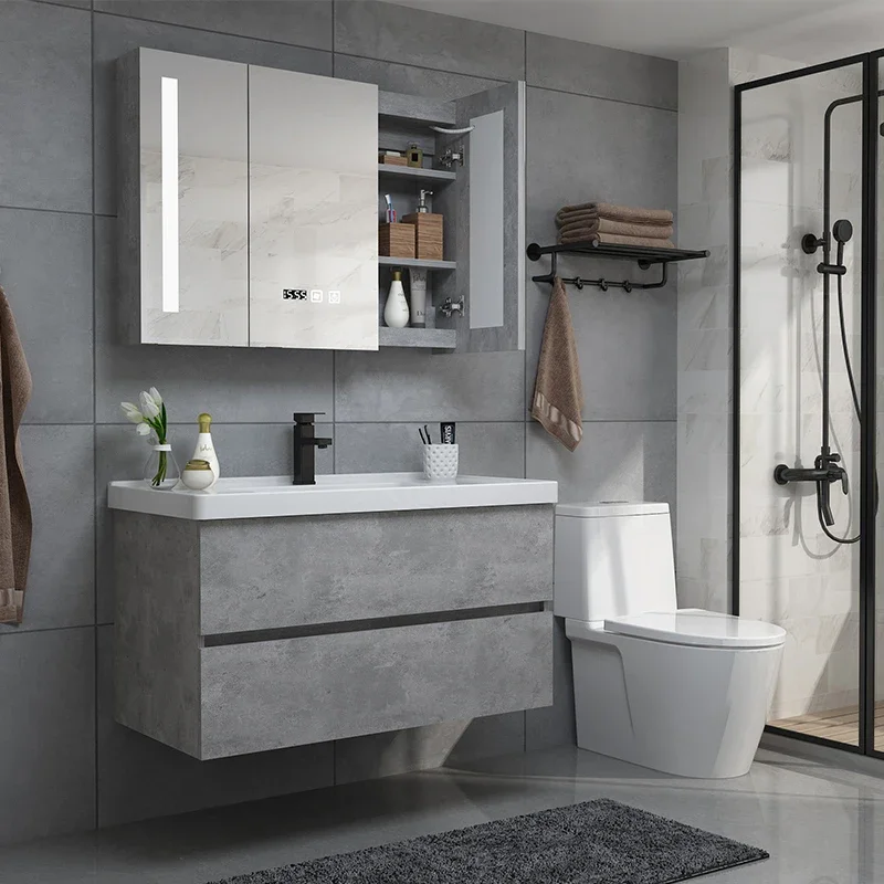 Modern Minimalist Bathroom Cabinet Combination Light Luxury Intelligent Nordic Integrated Basin Small Unit Type Wash Basin