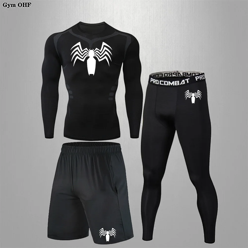 BJJ masculino Sanda Fitness Training Sportswear, Ciclismo, Corrida, Compressão, Secagem Rápida Sports Set, Correndo Rashguard