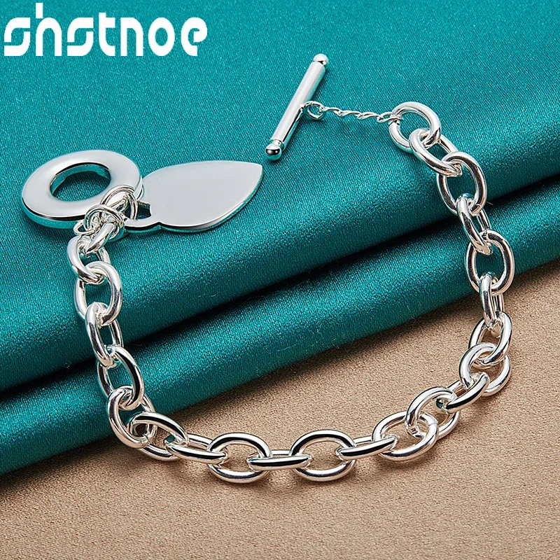 SHSTONE 925 Sterling Silver Love Heart Chain Bracelets For Women Fashion Charm Jewelry Birthday Party Accessories Gifts