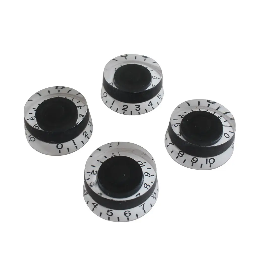 4 White/Black Replacement Speed Knobs for   Les Paul Guitar Volume Tone