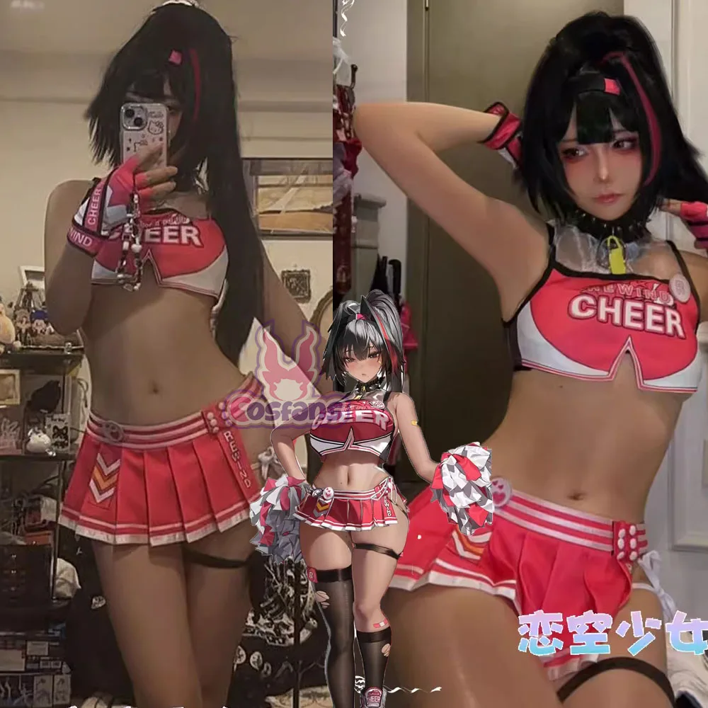 Sexy Spiel Nikke die Göttin des Sieges Cosplay Biy Kostüm Damen Cheerleader Cos Set zurück Crop Top mit Mini Falten rock