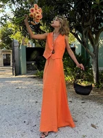 Bronladies-traje elegante con falda y chaleco para mujer, conjunto de 2 piezas, novedad de verano, Top sin mangas para mujer, trajes sueltos de oficina a la moda para mujer