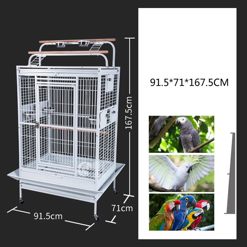 Parrot Large Stainless Steel Iron Large Luxury Breeding Villa Bird Cage Grey Sunflower King Kong G-03