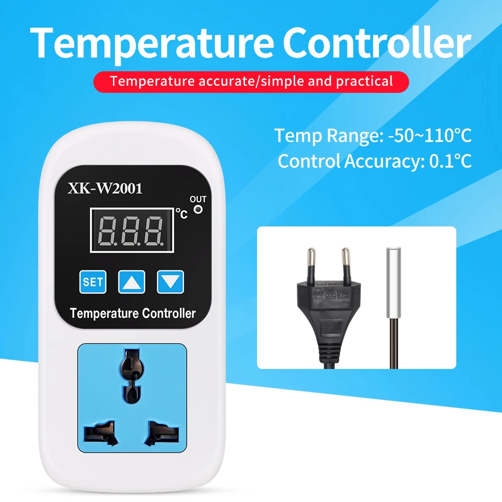 XK-W2001 Digital Temperature Controller Socket AC110-220V Thermostat Regulator Smart Controller Socket 0.1℃ Accuracy image 2