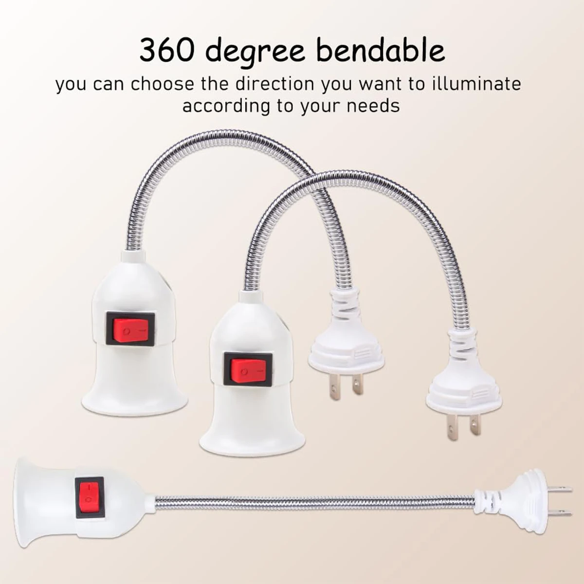 E27 Lamp Base Flexible Bend Mobile Test Light Socket Light Adapter Plug Switch EU US UK Plug Lamp Holder For LED Table Lamp Led