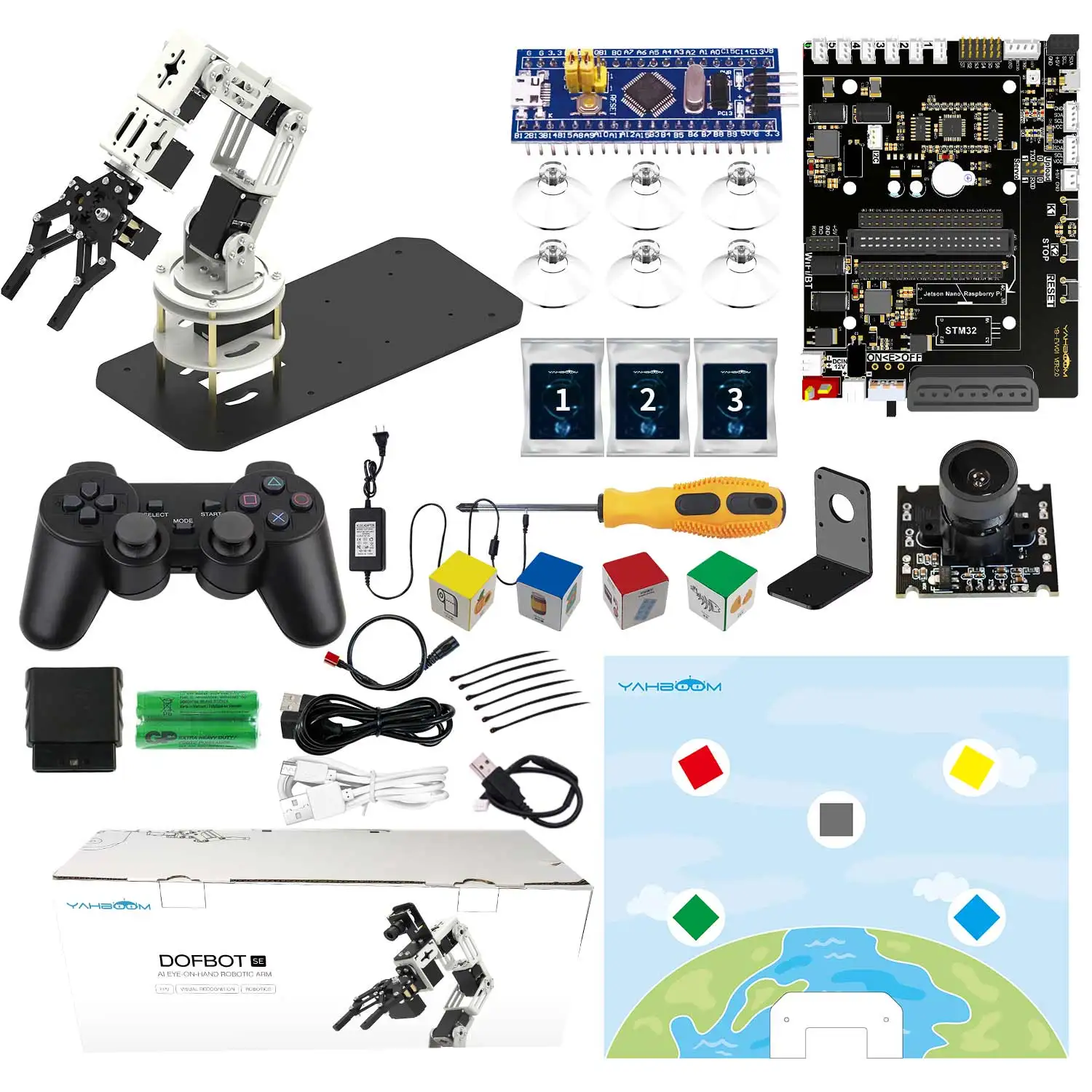 DOFBOT SE AI Vision Braço robótico versão de máquina virtual 6DOF com sistema ROS usa programação Python para computador Windows