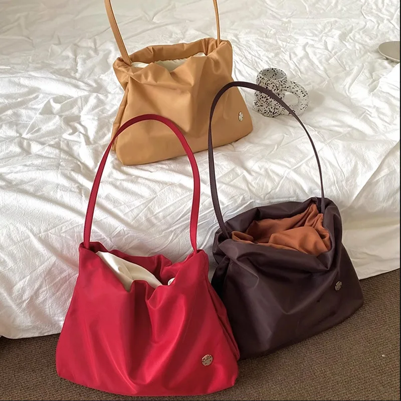 Bolso de Hombro con Forma de Nube, Superficie Suave, Nylon, Doble Correa, Gran Capacidad, Bolso Tote para Mujer