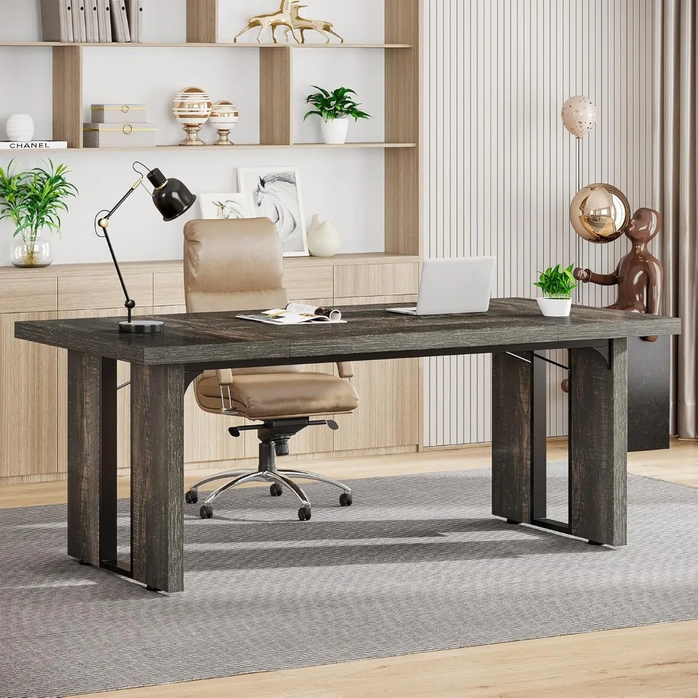 

70.9" Executive Desk, Large Office Computer Desk, Simple Laptop Desk Study Writing Table Workstation