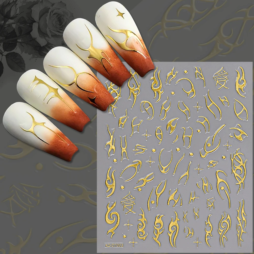 1シート5Dゴールドボウネイルアートステッカーデカール、自己粘着リボン結び目スライダーデカール、プレスオンネイル用ボウノットマニキュア用品