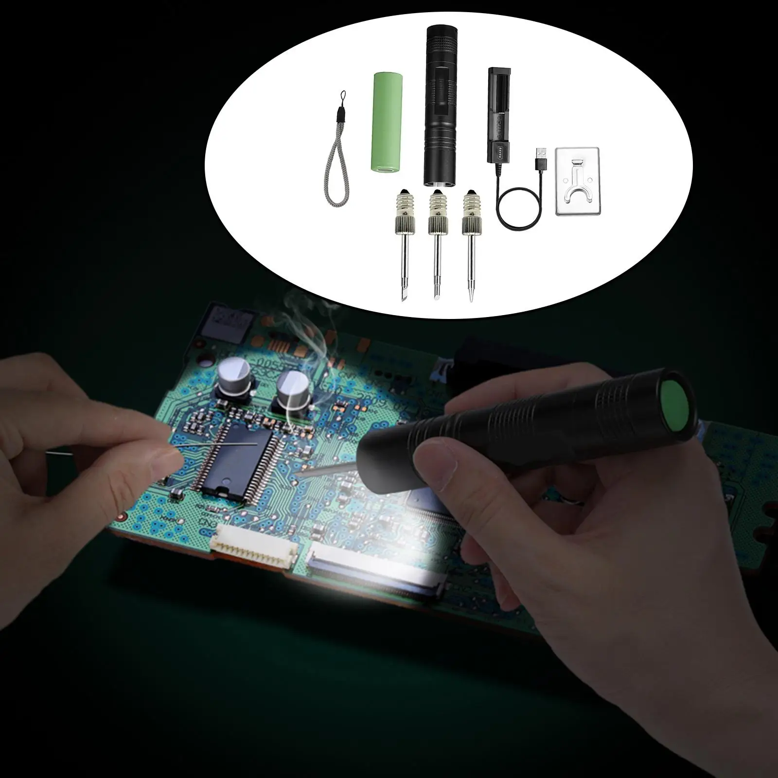 Aluminum Alloy Soldering Iron Set 18650 Battery Powered Adjustable Temperature Welding Tool Wireless Charging Welding Tool