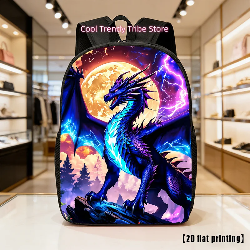 Lightning Winged Dragon, Lightweight, Large-capacity Unisex Backpack with Adjustable Shoulder Straps, Side Pockets, Suitable for