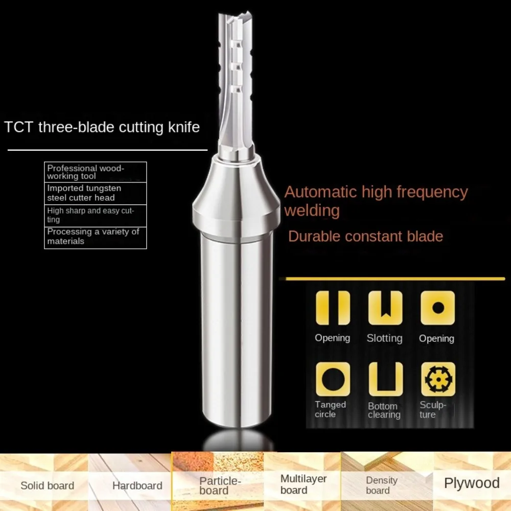 TCT Straight Milling Cutter 1/2 Shank 3 Flutes End Mill for MDF Plywood 6mm Carbide Slotting End Mill Cutter