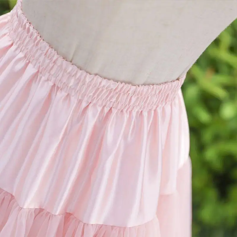 P9FE Frauen Elastische Taille Tüll Petticoat Regenbogen Wolke Tutu Pettiskirt – Detail 8