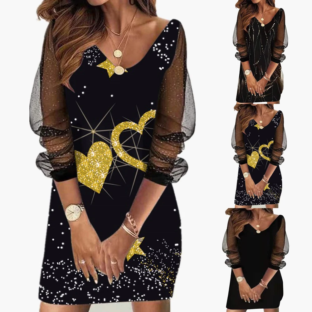 Lantejoulas mini vestido preto feminino bodycon clubwear vestidos de noite senhoras curto fino ajuste com decote em v malha pura festa