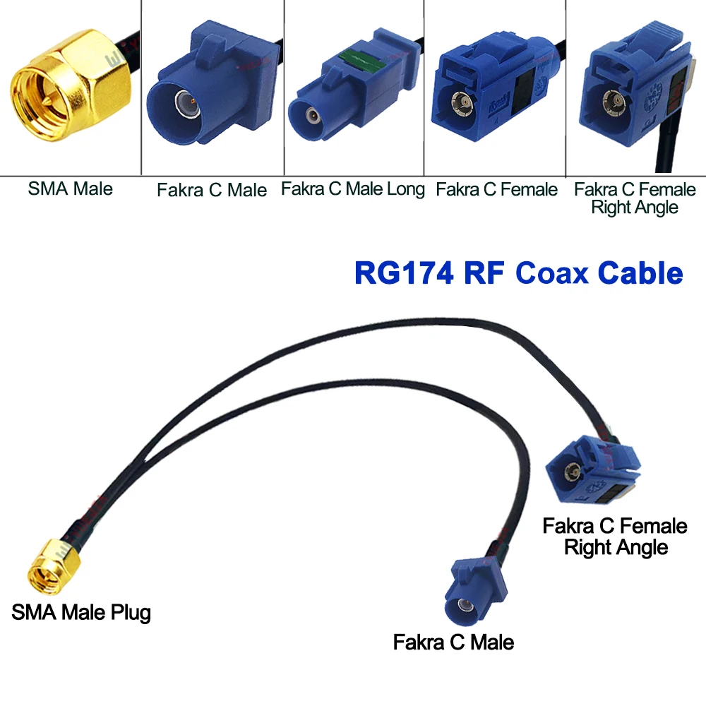

RG-174 Cable SMA Male Plug to Blue Fakra C Male Plug+Fakra C Female Jack RF Coaxial Cable WIFI Antenna Extension Jumper Pigtail