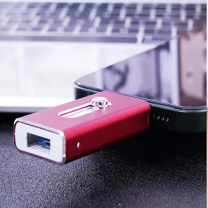 High Speed 4 in 1 Flash Drive 512G 256G 1TB For iPhone/ipad/IOS/Android/TYPE-C/4in1 Pen Drive For iOS External Storage Devices