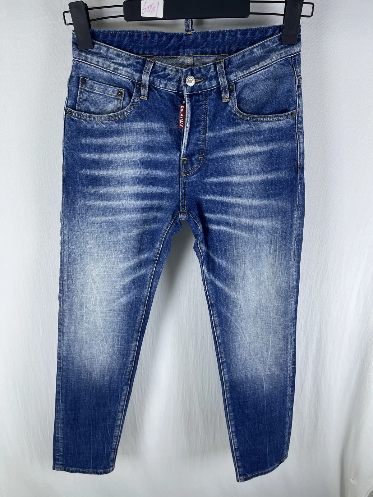 

6081, новые джинсы Four Seasons D2, мужская синяя одежда, модная облегающая краска с микрокулевидными чернилами, простая универсальная краска