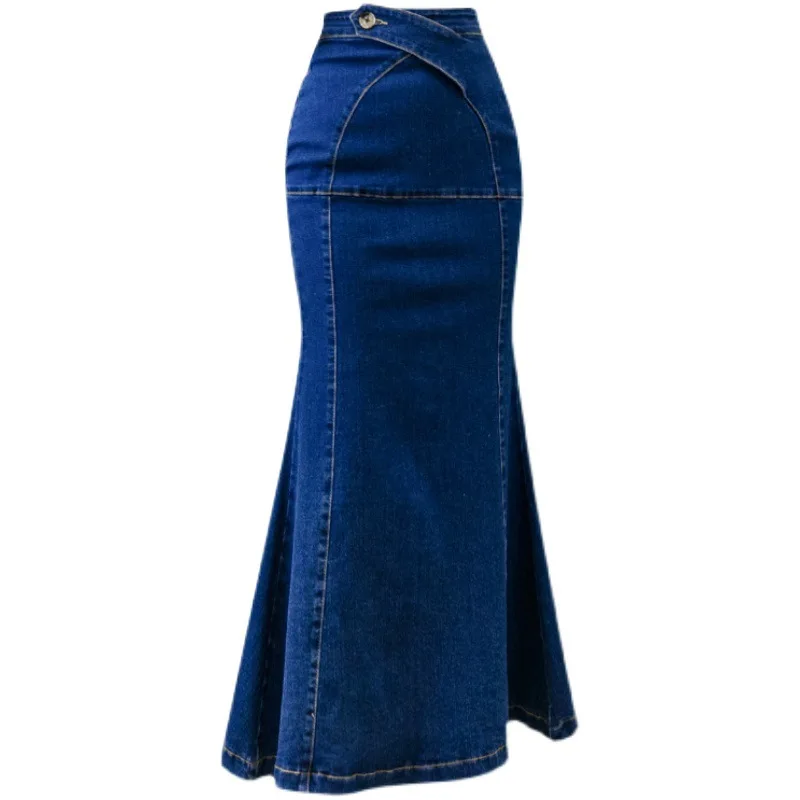 

High Waist Split Mermaid Skirts Women Calf-length Bag Hip Denim Skirt Lady Casual Mujer Faldas Fashion s31