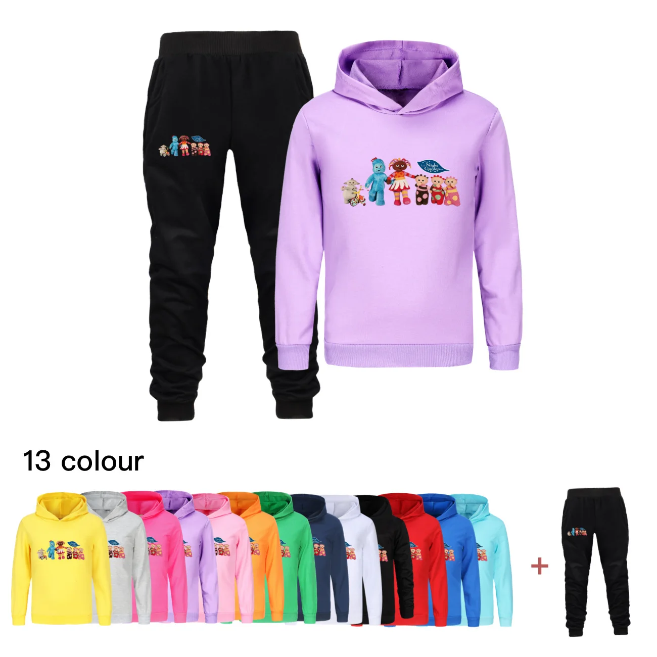 Makka Pakka Hoodie Kids in The Night Garden Clothes Boys Girls Cartoon Hooded Sweatshirts Trousers 2pcs Sets Children Sportsuits