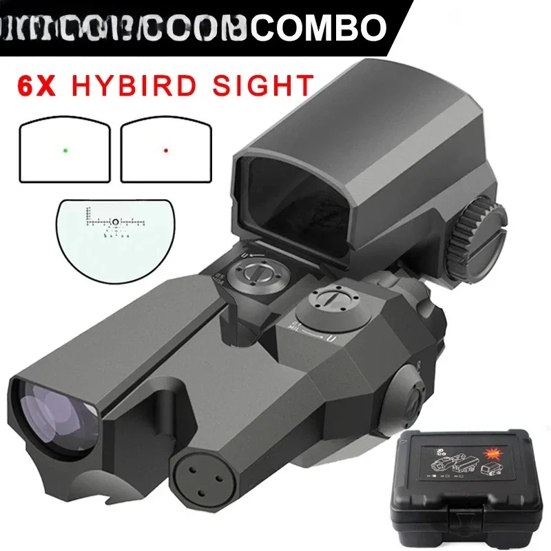 

Tactical 6X Red Dot Magnifier Sight Combo Dual-Enhanced View CMR-W Reticle Carbine Rifle Scope Picatinny Rail Mount