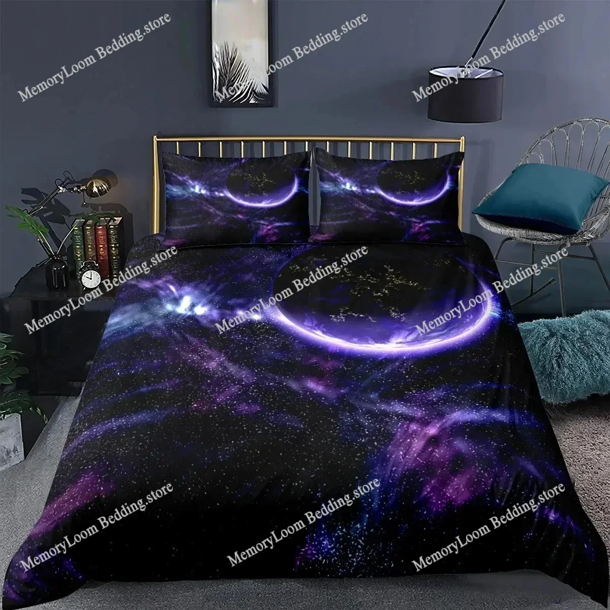 

Starry Sky Galaxy Cosmos Solar System Planet Style Duvet Cover Pillow Case Bedding Set Quilt Cover Double Bed Home Textile