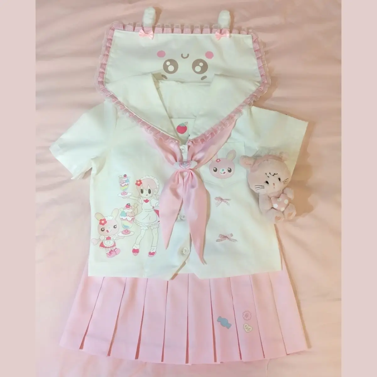 

Japanese Cartoon Mp Original Two Piece Sets Womens Outifits Cute JK Uniform Sailor Collar Top + Pleated Skirt Sweet Y2k Suits