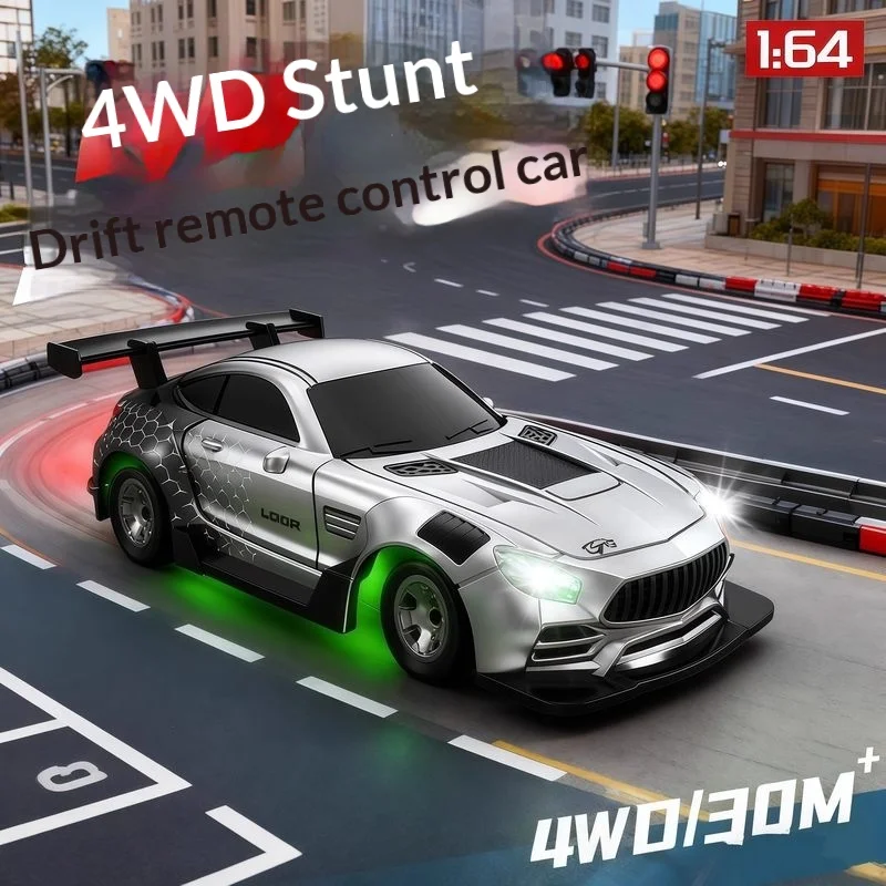 1:64rc リモートコントロールカー高速四輪駆動ドリフトカーデスクトップおもちゃレーシングカー LED ライト子供のおもちゃギフト