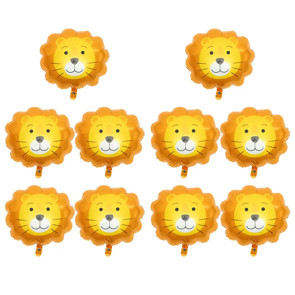 

10Pcs Lion Head Balloons Aluminum Foil Inflatable Party Decorations Cartoon Style Party Favors Lion Balloon Decor