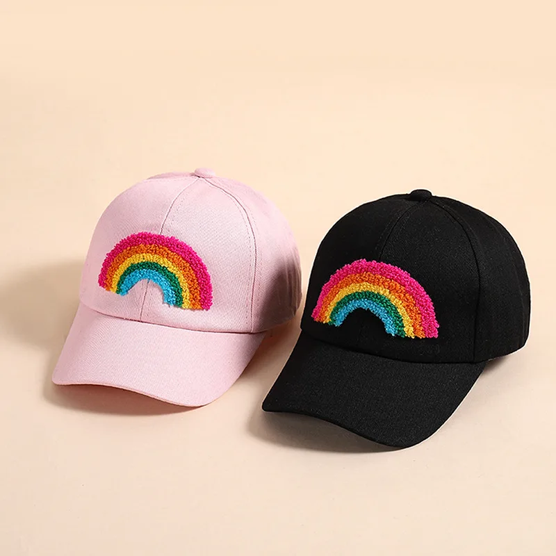 

European Rainbow Children's Baseball Cap Kids Trucker Hat For Girls Boys Adjustable Baby Hat All Match Peaked Cap Gorras Bonnet