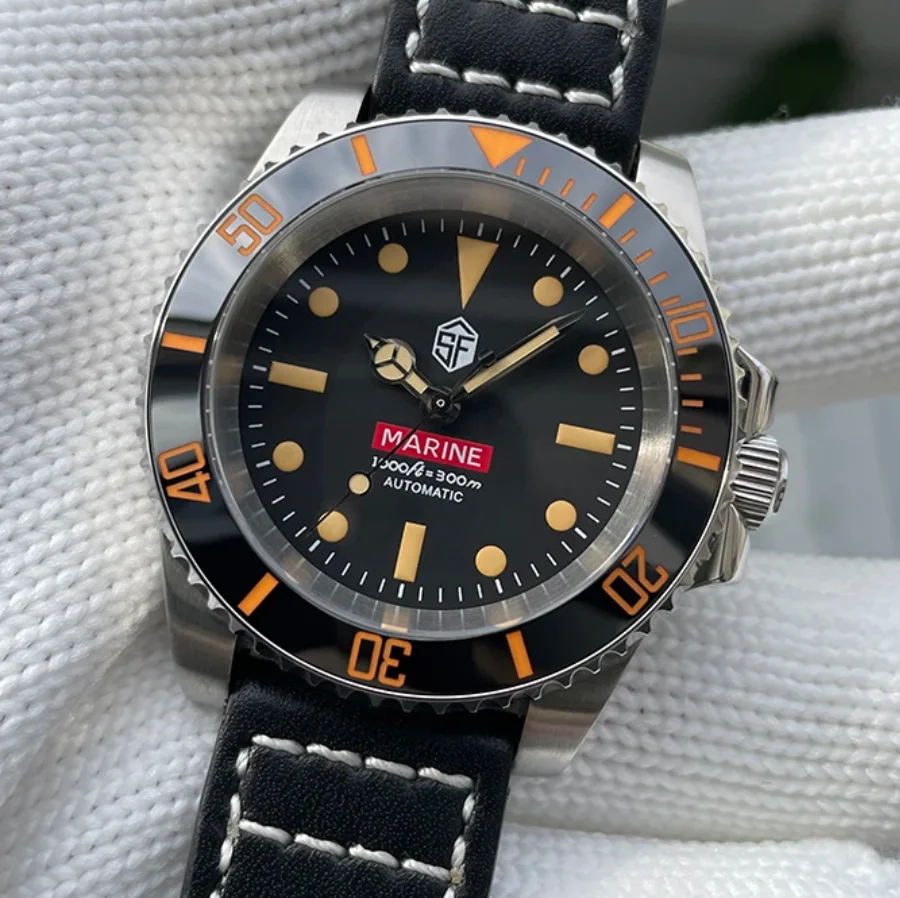 STEELFLY Men Automatic Watch 41mm Mechanical Wristwatch Diver 200M Waterproof C3 Luminous Sapphire NH35 Ceramic Bezel